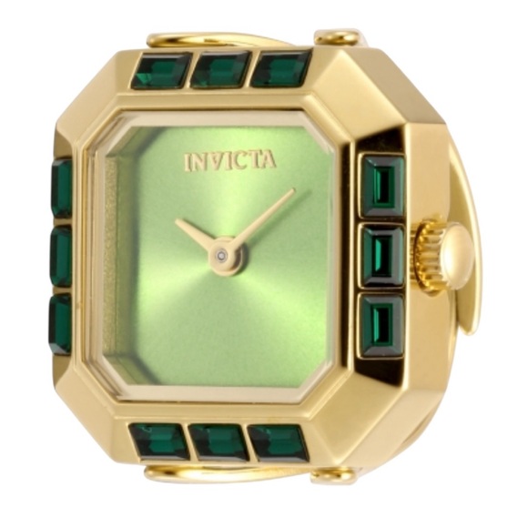 Invicta Accessories - Invicta Mini Angel Women’s Ring Watch 49583 – Gold Tone Green Dial New in Box